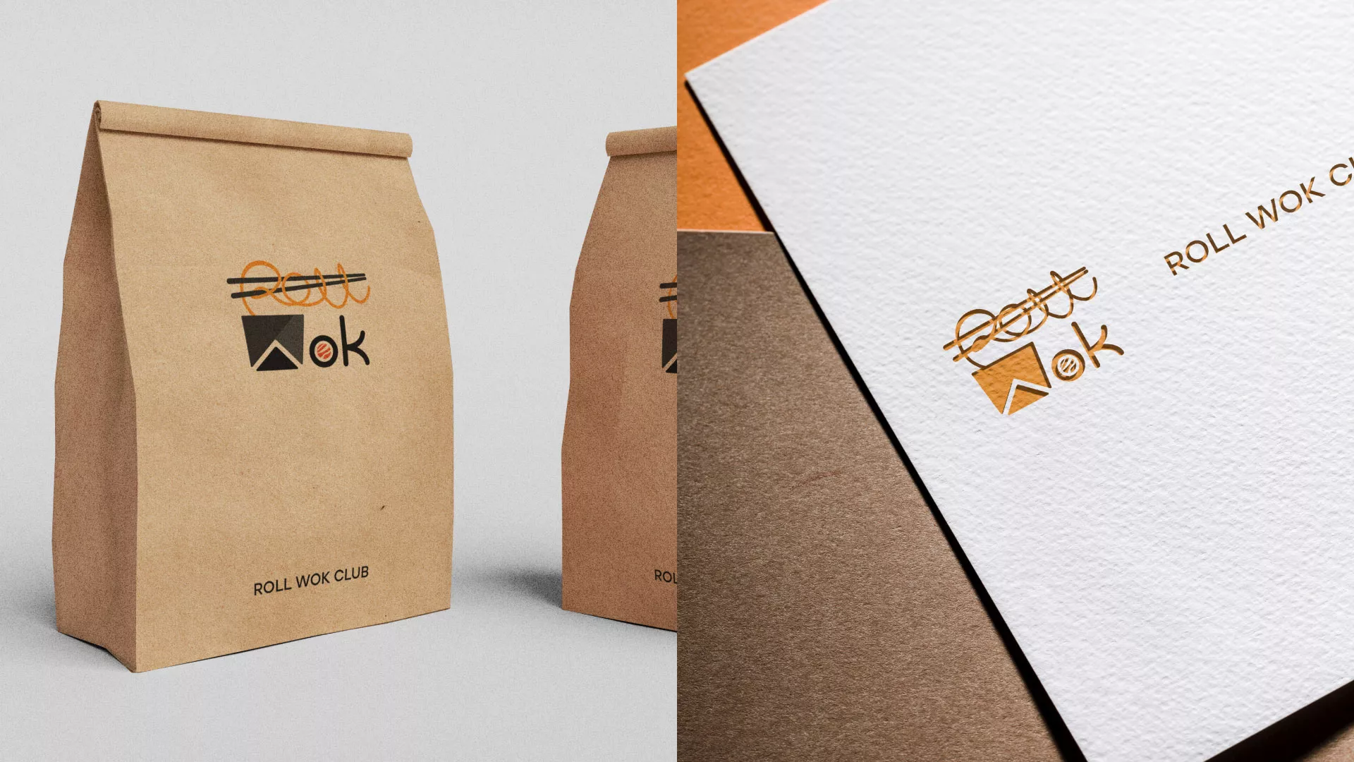 Разработка логотипа суши-бара «Roll Wok Club» в Окуловке