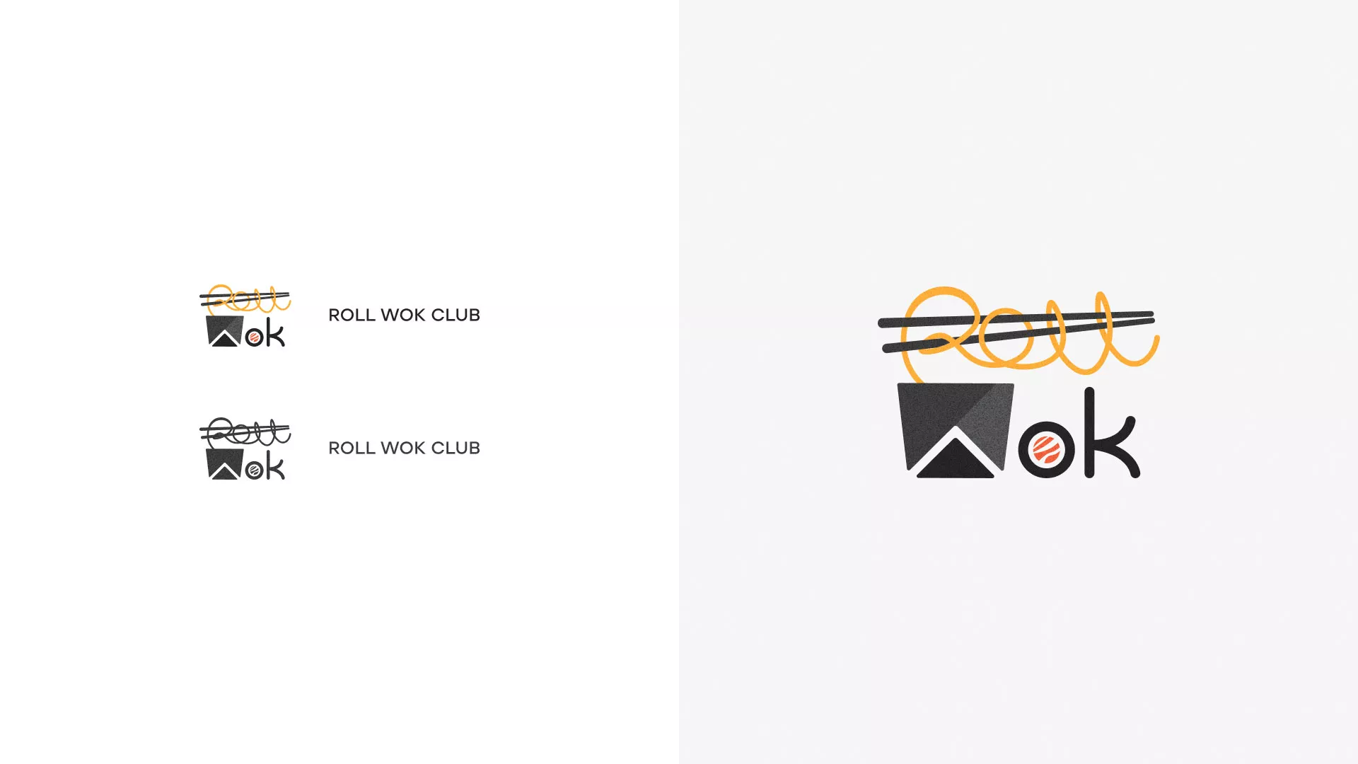 Разработка логотипа суши-бара «Roll Wok Club» в Окуловке